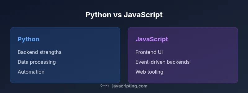 Comparison infographic showing Python vs JavaScript use cases