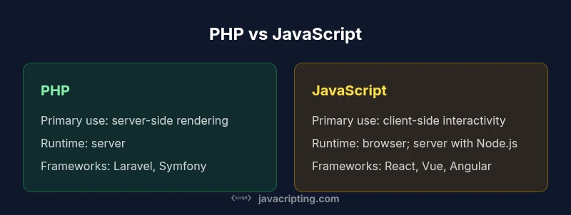 Comparison infographic: PHP vs JavaScript in web development