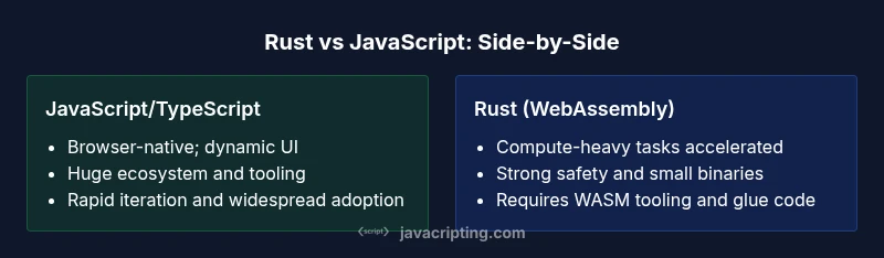Rust vs JavaScript comparison infographic