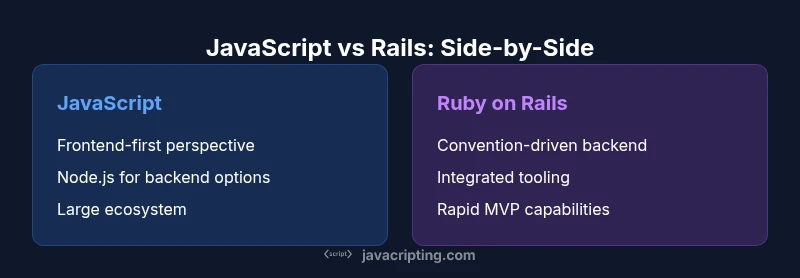 Comparison infographic: JavaScript vs Rails