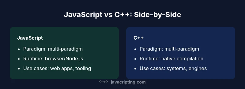 Comparison chart showing JavaScript and C++ differences