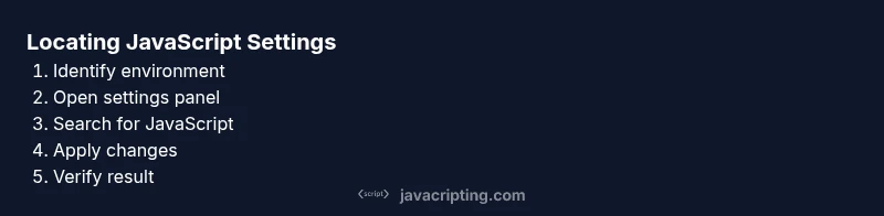 Process infographic showing locating JavaScript settings