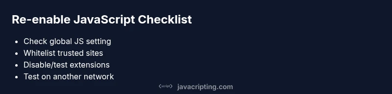 Checklist to re-enable JavaScript in a browser