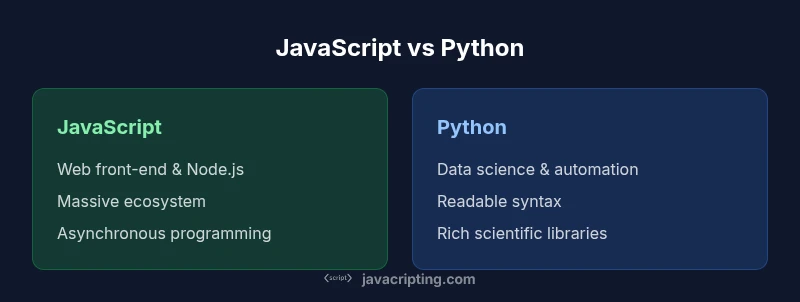 Comparison infographic showing JavaScript vs Python features